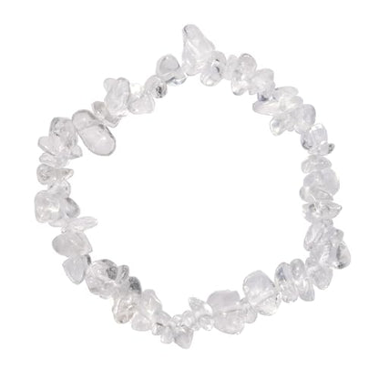 Zenergy Gems Charged Premium Natural Crystal Chip Bead Bracelet + Moroccan Selenite Charging Crystal [Included] - color: Amplifier Quartz (Clear - Top Grade)