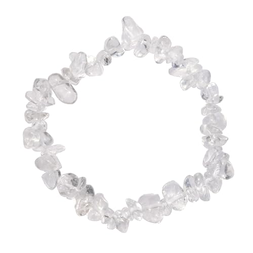 Zenergy Gems Charged Premium Natural Crystal Chip Bead Bracelet + Moroccan Selenite Charging Crystal [Included] - color: Amplifier Quartz (Clear - Top Grade)