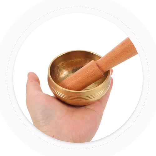 Cabilock Handcrafted 8cm Nepal Metal Tibetan Singing Bowl Set with Mallet for Meditation Yoga Relaxation and Beginner Sound Therapy