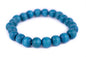 Wood Bead Bracelet - color: Aqua Blue, size: Large Beads