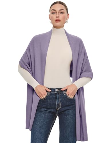 PULI Women's Pashmina Shawl Wraps for Evening Dress Large Scarf Blanket Long Wedding Bridal Winter Warm Shoulder Wrap - color: Dark Lilac