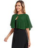 TONGFANTFL Women's Soft Chiffon Capelets Shawls and Wraps for Evening Wedding Cape Bole Cover Up - color: Dark Green