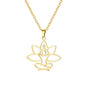 UNIFT Lotus Meditation Necklace For Women Stainless Steel Om Yoga Spiritual Symbol Hollow Out Hindu Yoga Jewelry Inspirational Amulet Gift - color: gold