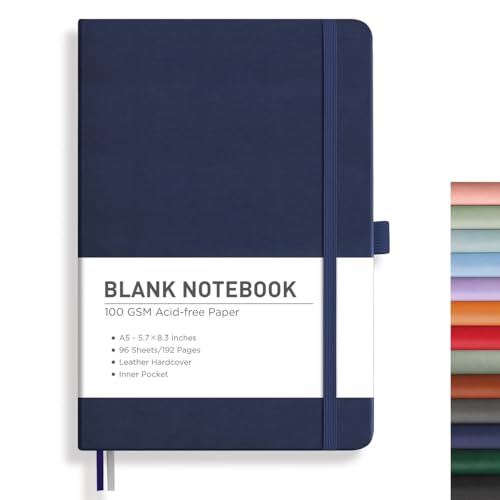 1pc Blank Journal Notebook, 192 Pages, A5 Medium Size (5.7'' x 8.3''), Leather Hardcover, 100 GSM Thick Paper, for Sketching, Drawing, Painting（Pale purple）