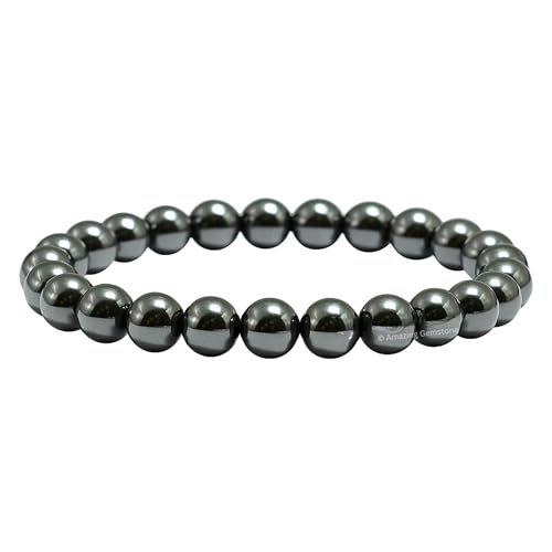 Amazing Gemstone Crystal Bracelet for Women Men's Gifts - Protection Healing Crystal Bracelet - 8mm Gemstone Beaded Stretchable Bracelet Pulseras Para Hombres Mujer Stocking Stuffers Mothers Day Gift (Hematite) - color: Hematite
