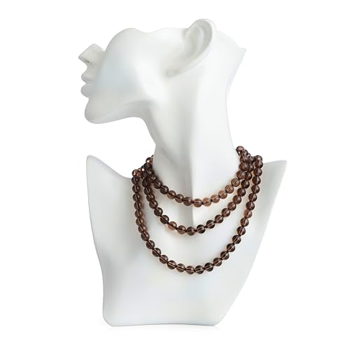 108 Beads Smoky Quartz Mala Necklace for Meditation, Yoga, Prayer, Reiki & Spiritual Healing – Handcrafted 8mm Natural Gemstone Japa Mala for Mindfulness and Spiritual Protection