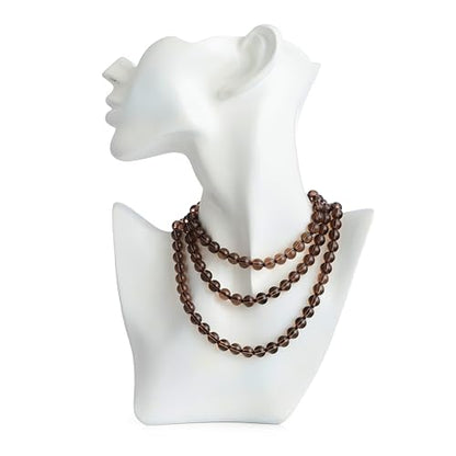 108 Beads Smoky Quartz Mala Necklace for Meditation, Yoga, Prayer, Reiki & Spiritual Healing – Handcrafted 8mm Natural Gemstone Japa Mala for Mindfulness and Spiritual Protection