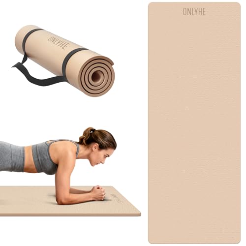 Yoga Mat Extra thick 8mm Exercise mat, Soft Lightweight TPE Fitness Mat with strap, High Elasticity, Anti-fatigue,non-slip mat for Women, Yoga, Camping, Travel, Gym & Outdoor | 72"L x 0.32"Th - color: Milk coffee, size: Widen(26 inch width)
