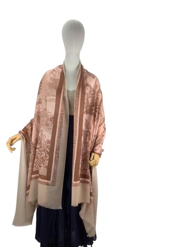 Luxury Cashmere Pashmina Style Shawl - Silk & Wool Blend Scarf, Lightweight Skin-Friendly Wrap - color: 11 Brown