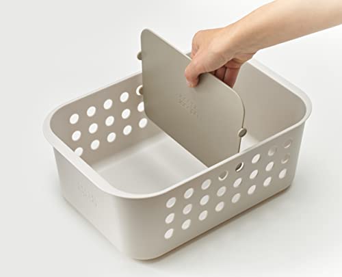 Joseph Joseph EasyStore - Bathroom essentials Storage Basket Organiser with Moveable Divider, Ecru, Large - size: Large (Pack of 1)