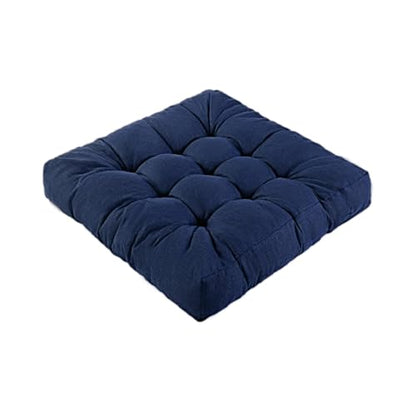 Meditation Floor Cushions, Thickened Floor Pillow for Adults, Large Square Pillows Seat Cushion for Tatami Living Room Yoga, Memory Sponge Block Added, 22x22 Inch, Drak Blue