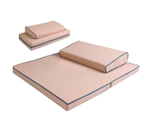 Portable Foldable Meditation Cushion Mat Set, Larger Thick Yoga Mat Bolster Floor Pillows Seating for Adults Meditation Accessories(Size:60x60cm(24x24inch),Color:Off white1) - color: Off White1, size: 60x60cm(24x24inch)