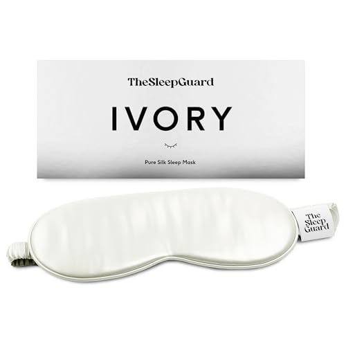 Pure Silk Sleep Mask [100% 6A Mulberry Silk, 22 Momme] Light Blocking Travel Essentials. Eye Masks for Sleeping. Black Oeko-Tex Blindfold. Eye Covers for Men & Women - color: Ivory White