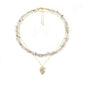 2Pcs Crystal Necklace for Women Handmade Choker Necklaces Pendant Necklace Natural Stone Gemstone Beaded Necklace 18k Gold Plated Adjustable Dainty Necklace for Women - color: Labradorite