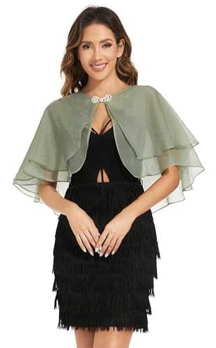 Women's Sheer Tencel Shawls and Wraps for Evening Dresses Soft Wedding Cape Lightweight Bridesmaid Scarves Cover Up - color: Light Green