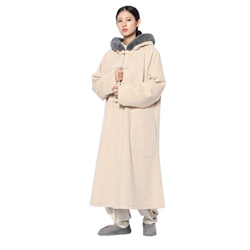 DGXIN Unisex Meditation Windbreaker Monk Cloak - color: Beige, size: 115cm
