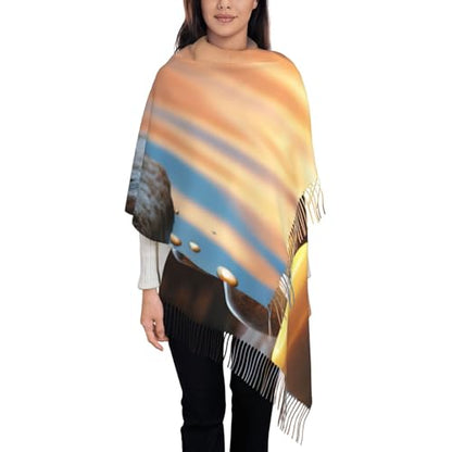 Candles Meditation Stones Scarf For Women Men Classic Tassel Cashmere Feel Shawls And Wraps Soft Warm Long Scarf For Women Gifts