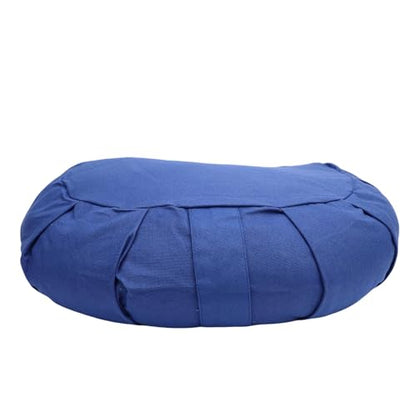 Yinhing Half Moon Meditation Cushion Filled with Buckwheat Hulls Premium Soft Cotton Cover Ergonomically Designed Meditation Pillow Comfortable Support for Mindfulness Practice - color: Dark Blue