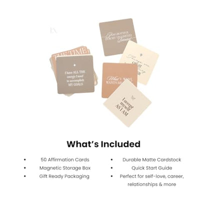 Esteem Daily Affirmation Cards for Manifestation, Self Care, Self Love Stress Relief 4 x4 Inspirational with Quotes 50 Mindfulness Box Women and Men