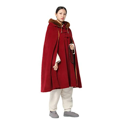 DGXIN Winter Velvet Zen Practice Meditation Cloak 100cm - color: Maroon