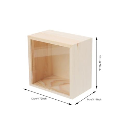 SEWACC 3pcs Sliding Lid Wood Storage Box 12x12x8cm Small Organizer Case for Sundries and Jewelry