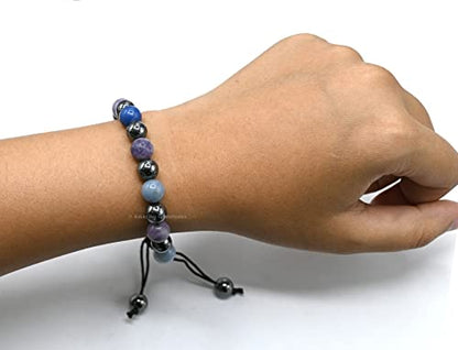 Amazing Gemstone Stop Drinking Alcohol Manifestation Bracelet - Lepidolite Blue Aventurine Hematite Bracelet Set for Men Women Healing Calming Anxiety Stress Relief Gifts(Adjustable) - color: Quit Alcohol