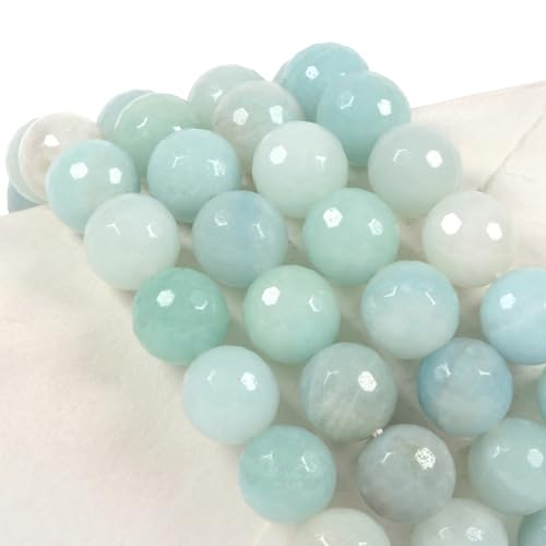 Justinstones Gemstone Crystals Chakra Beads Bracelet Crystal Healing 10mm Round Stretchable Bracelet for Her Gift - color: Faceted Amazonite
