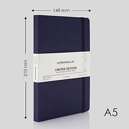 myPAPERCLIP Limited Edition A5 Ruled Notebook | 192 Pages, 100 GSM, Soft Cover, A5 (5.83 × 8.27 in) | Flat Lay | Bookmark & Elastic Closure | Aubergine - color: Aubergine, style: Ruled
