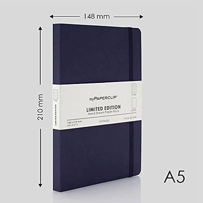 myPAPERCLIP Limited Edition A5 Ruled Notebook | 192 Pages, 100 GSM, Soft Cover, A5 (5.83 × 8.27 in) | Flat Lay | Bookmark & Elastic Closure | Aubergine - color: Aubergine, style: Ruled