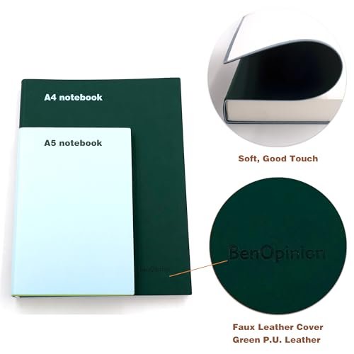 Large Lined Notebook Journal for Writing, Soft Faux Leather Cover, 100GSM Papers, 320 Pages, A4 8.4x11.4 inches Note Book for Work Men Business (Green,Ruled) - color: Green,Ruled