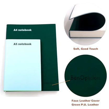 Large Lined Notebook Journal for Writing, Soft Faux Leather Cover, 100GSM Papers, 320 Pages, A4 8.4x11.4 inches Note Book for Work Men Business (Green,Ruled) - color: Green,Ruled