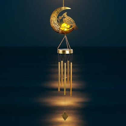 Moon Cardinal Wind Chime for Outside - Exquisite Vermilion Bird, Handmade Aluminum Wind Chimes for Garden/Lawn, Soothing Zen Decor, Perfect Asian-Themed Gift for Housewarming & Meditation Spaces