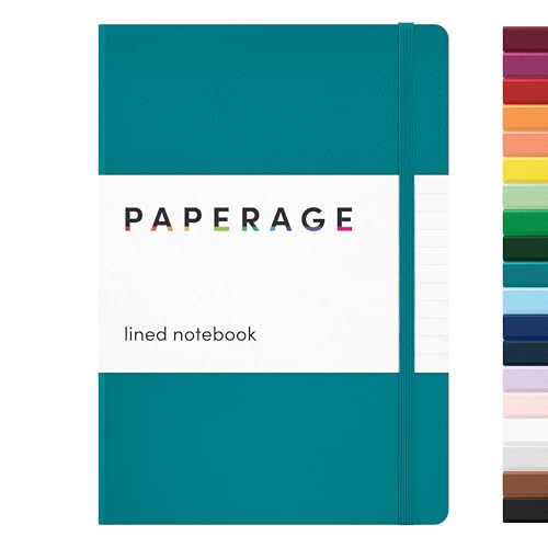 PAPERAGE Lined Journal Notebook, Hardcover Journal for Women & Men, 160 Pages, (5.6 in x 8 in), College Ruled Journaling Notebook for Work, School Supplies & Note Taking, (Turquoise) - color: Turquoise, style: A. Lined