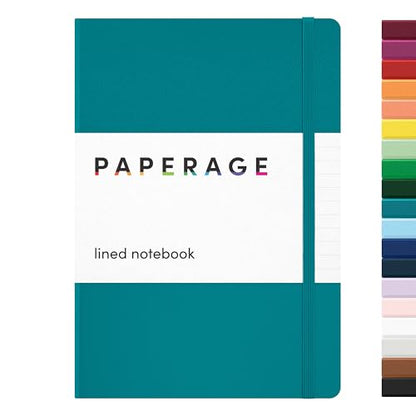 PAPERAGE Lined Journal Notebook, Hardcover Journal for Women & Men, 160 Pages, (5.6 in x 8 in), College Ruled Journaling Notebook for Work, School Supplies & Note Taking, (Turquoise) - color: Turquoise, style: A. Lined