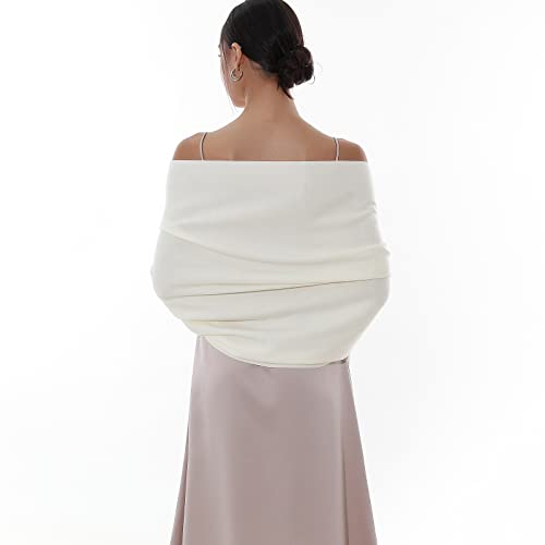 RIIQIICHY Winter Scarfs for Women Pashmina Shawls Wraps for Evening Dresses Large Warm Soft Scarves - color: Ivory