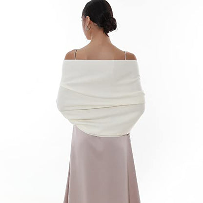 RIIQIICHY Winter Scarfs for Women Pashmina Shawls Wraps for Evening Dresses Large Warm Soft Scarves - color: Ivory