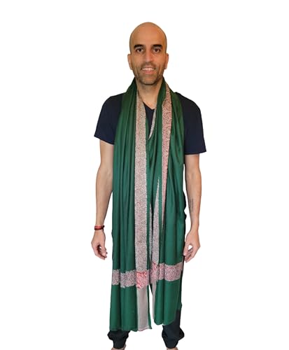 Soft Premium Wool Blend Meditation Shawl - Large Unisex Prayer Wrap, Oversize Scarf & Versatile Blanket - color: Green