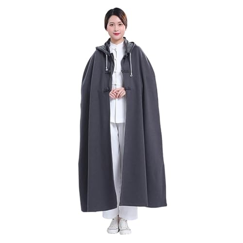 Women's Meditation Buddhist Hooded Cloak Men's Loose-Fit Comfortable Warm Velvet Prayer Monk Robe - size: X-Large