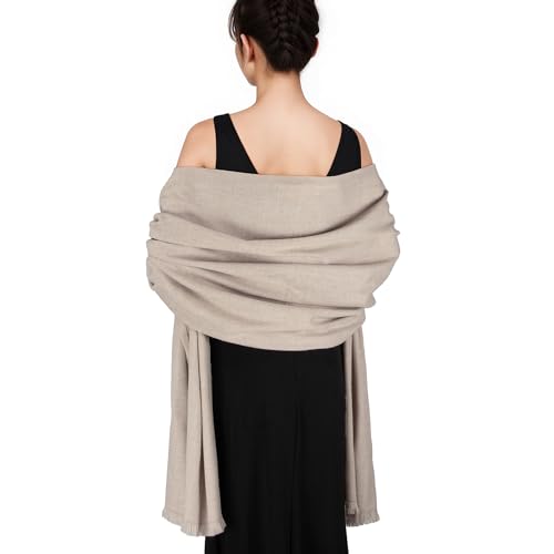 Pashmina shawls and wraps for Evening Dresses Scarf for Women Winter Shawl Wraps for Women Weedings - color: Beige