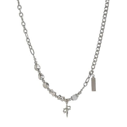 Y2k Irregular Necklace Star Pendant Moonlight Stone Fashion Collar Chain Design Spicy Silver Jewelry for Women - color: Style21