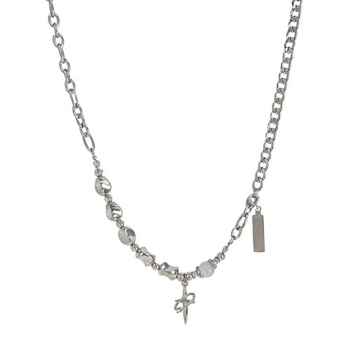 Y2k Irregular Necklace Star Pendant Moonlight Stone Fashion Collar Chain Design Spicy Silver Jewelry for Women - color: Style21