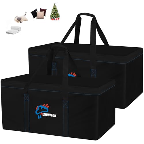 SIRUITON 2Pack 69”L x 29.5”W x 21.6”H-2P,Outdoor Cushion Storage Bag,Patio Furniture Cushion Storage Bag,Heavy Duty Rip Proof 600D Oxford,with Zipper of Waterproof Garden Cushion Storage Covers - color: Black, size: 2P-69x29.5x21.6in