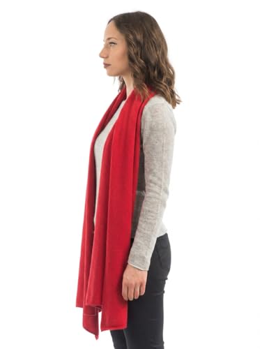 Dalle Piane Cashmere Womens Wool Cashmere Blend Stole Soft Italian Shawl Wrap for Wedding Evening Gift Made in Italy - color: Red