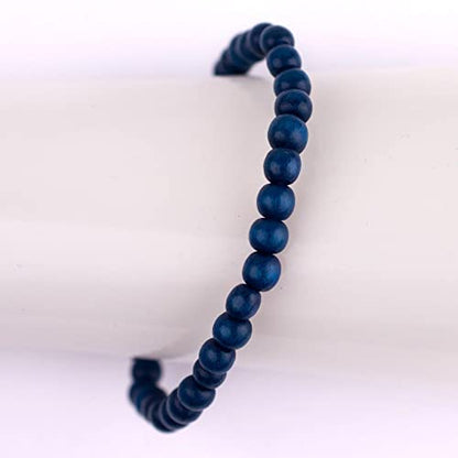 Wood Bead Bracelet - color: Azul Blue, size: Small Beads