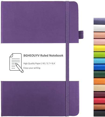 Notebook Journal, College Ruled Notebook Lined A5 160 Pages,Hard Cover Journals for Writing, Notebooks for Work Office School Women Men,5.7 inches x 8.4 inches(Purple) - color: Purple