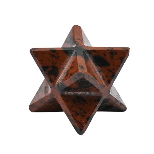 Amazing Gemstone Mahogany Obsidian Merkaba Crystal - 0.75 Inches Metaphysical Merkaba Star for Meditation - Energetic Tetrahedron Crystal and Healing Stones for Spiritual Growth and Healing (15-20mm) - color: Mahogany Obsidian, size: 15-20 mm