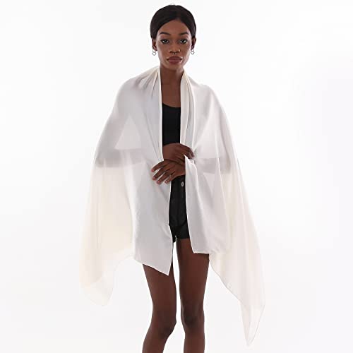 Womens Scarf Pashmina Shawls and Wraps for Evening Dresses Like Chiffon Silk Scarf for Bridal Wedding - color: Ivory