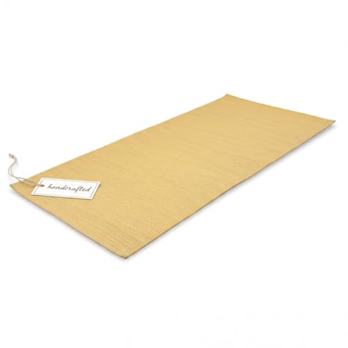 LFH Home Handmade Cotton Yoga Mat Cotton Rug picnic mat For Exercise, Workout, Fitness - Perfect Heavy Quality Eco Friendly Natural Cotton Woven Reversible Yoga Mats for Men & Women - 72x26 Inch. - color: Lemon