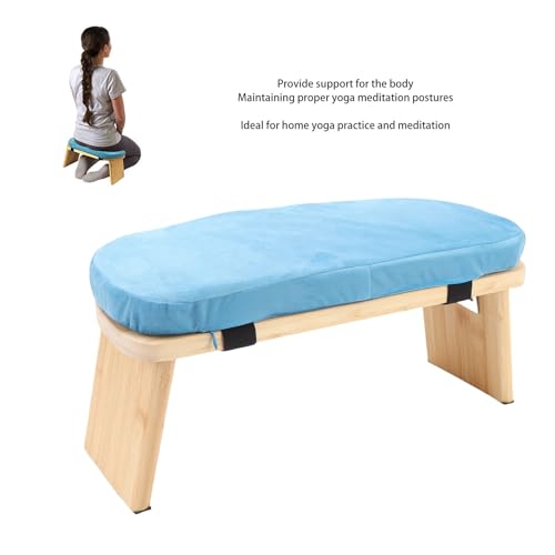 ZJchao Meditation Bench Wooden Yoga Stool Ergonomic Detachable Kneeling Chair for Home Meditation with Soft Cushion Carry Bag (Blue) - color: Blue