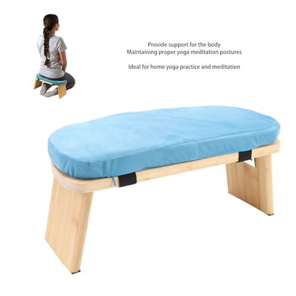 ZJchao Meditation Bench Wooden Yoga Stool Ergonomic Detachable Kneeling Chair for Home Meditation with Soft Cushion Carry Bag (Blue) - color: Blue
